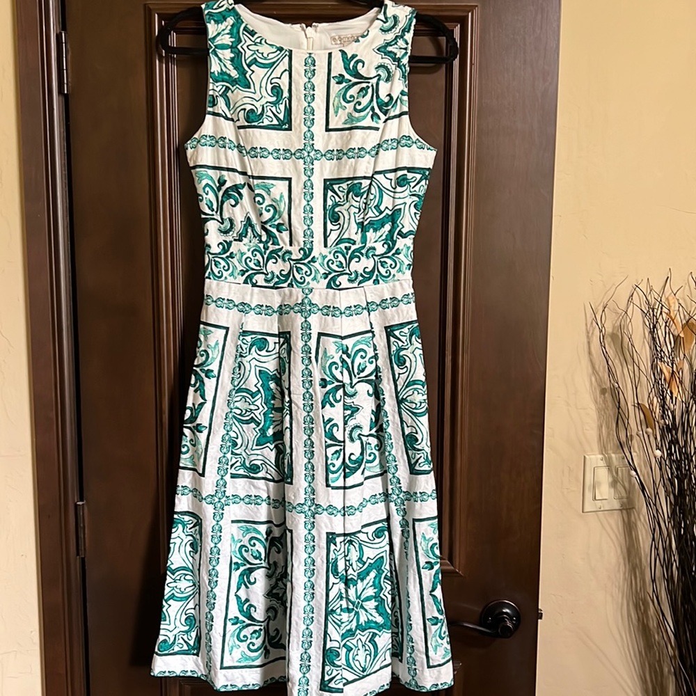 Green & White Tea Dress